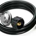 5 Feet Universal QCC1 Low Pressure Propane Regulator Grill Replacement with 5 FT Hose for Most LP Gas Grill, Heater and Fire Pit Table, 3/8 inch Female Flare Nut
