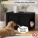 Cat Litter Box Enclosure Furniture Dog Proof, Hidden Kitty Washroom Cabinet Low Entry, Wooden Cat Boxes Enclosure Odor Control for Home, Farmhouse Style Decorative TV Stand with Storage, Black