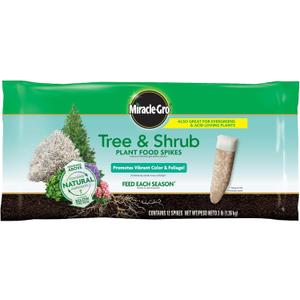 Miracle-Gro Tree and Shrub Plant Food Spikes, For Deciduous, Flowering and Evergreen Trees, Hydrangeas, and Acid-Loving Plants, 12 Spikes