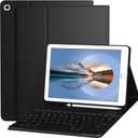 Keyboard Case for iPad 9.7 Inch 2018/2017 6th/5th Generation, Air 2/1 [Magnetic Detachable Wireless Keyboard][Support 3 System] Flip Stand Case with Pencil Holder for iPad 9.7, Black