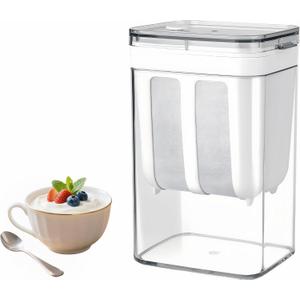 Yogurt Strainer1.9QT/0.475GAL Total & 0.8QT/0.2GAL Filter, Yogurt Strainer Greek Yogurt Strainer Yogurt Press, BPA-Free PP Strainer for Whey SeparationTotle1.9QT (1.9Quarts-White)