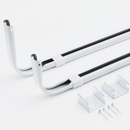 Yafa Home Fashion Durable Double Standard White Adjustable Curtain Rod Hardware Included (White, 66" - 128" [Set of 2])