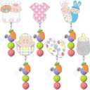 Easter Bunny Badge Reel - 6 Pcs Bunny Carrot Acrylic Design with Pastel Beads for Pediatric Nurse NICU OB/GYN Team Medical Staff Appreciation Gifts Holiday Party Favors Easter Basket Fillers (Multicolor)