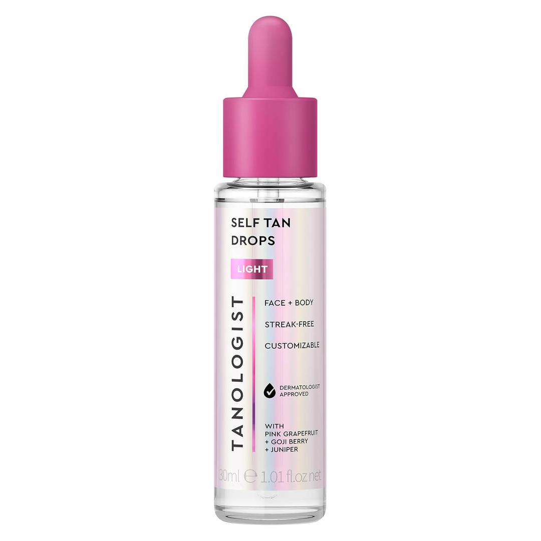 Tanologist Self-Tan Drops- Light, Bronzing Serum, Customizable Face & Body Self Tanner For Moisturizer, Gradual Body & Face Tanning Drops for Natural Glow, Streak-Free Vegan Formula, 1.01 fl oz