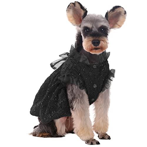 Kuoser Dog Dress, Cute Dog Dresses for Medium Dogs Girl Elegant Puppy Tutu with Bow-Knot, Doggie Princess Costume Pet Outfit for Birthday Party Christmas Halloween Wedding, Black M