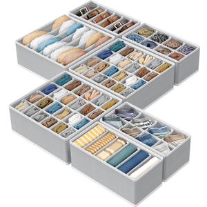 Simple Houseware Closet Underwear Organizer Drawer Divider Assorted 7 Pieces, Gray
