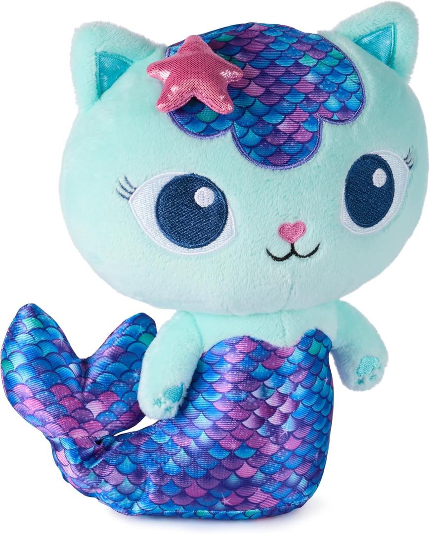 Gabbys Dollhouse, Fin-Tastic Mercat, Premium Plush Toy, 10-Inch Tall Stuffed Animal with Moving Mermaid Tail, Kids Toys for Girls & Boys Ages 3+