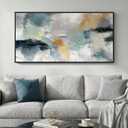 Extra Large Framed Abstract Wall Art for Living Room, Horizontal Grey Teal Canvas Prints Paintings Artwork for Walls, Modern Minimalist Pictures Wall Decor for Bedroom Dining Room Office, 30x60 In