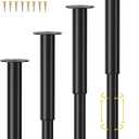 Wlrrcwdttc 4 Pcs Adjustable Bed Center Support Legs 10-17 inch for Bed Frame/Bed Center Slat, Metal Adjustable Furniture Legs for Bed/Cabinet/Sofa/Dresser/Couch/Table,Heavy Duty Bed Replacement Legs (Black)