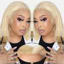 Blonde Lace Front Wig 7x5 Blonde Bob Wig for Women Human Hair 613 Lace Front Wigs 200% Density 16inch