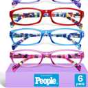 Gaoye 3.5 Reading Glasses for Women, 6 pack Fashion Readers for Women Spring Hinge Eye Glasses, Blue Light Reading Glasses (*C1 Mix Color)