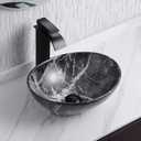 Davivy 16'' X 13.2'' Nordic Marbling Oval Vessel Sink with Pop Up Drain,Bathroom Vessel Sinks,Ceramic Vessel Sink,Bathroom Sinks Above Counter,Oval Sink Bowls for Bathroom