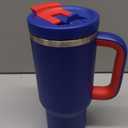 32 oz Tumbler with Handle and Straw: Stainless Steel Insulated Tumbler Keeps Cold for 24 Hours, Leakproof Travel Cup Fits in Cup Holder and BPA-Free, Beaucoup Blue