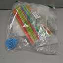 100 Pcs Zipper Plastic Pouches Drink Bags,Heavy Duty Hand-Held Translucent frosted Reclosable Stand-up Bag 2.4" Bottom Gusset with 100pcs Straws & Funnel Included (clear)