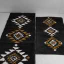 Nuanchu 2 Pcs Western Aztec Bathroom Rugs Boho Aztec Bath Mat Non Slip Geometric Bathroom Decor Soft Absorbent Microfiber Rug for Kitchen, 17" x 47" +16" x 29"(Medieval Pattern)