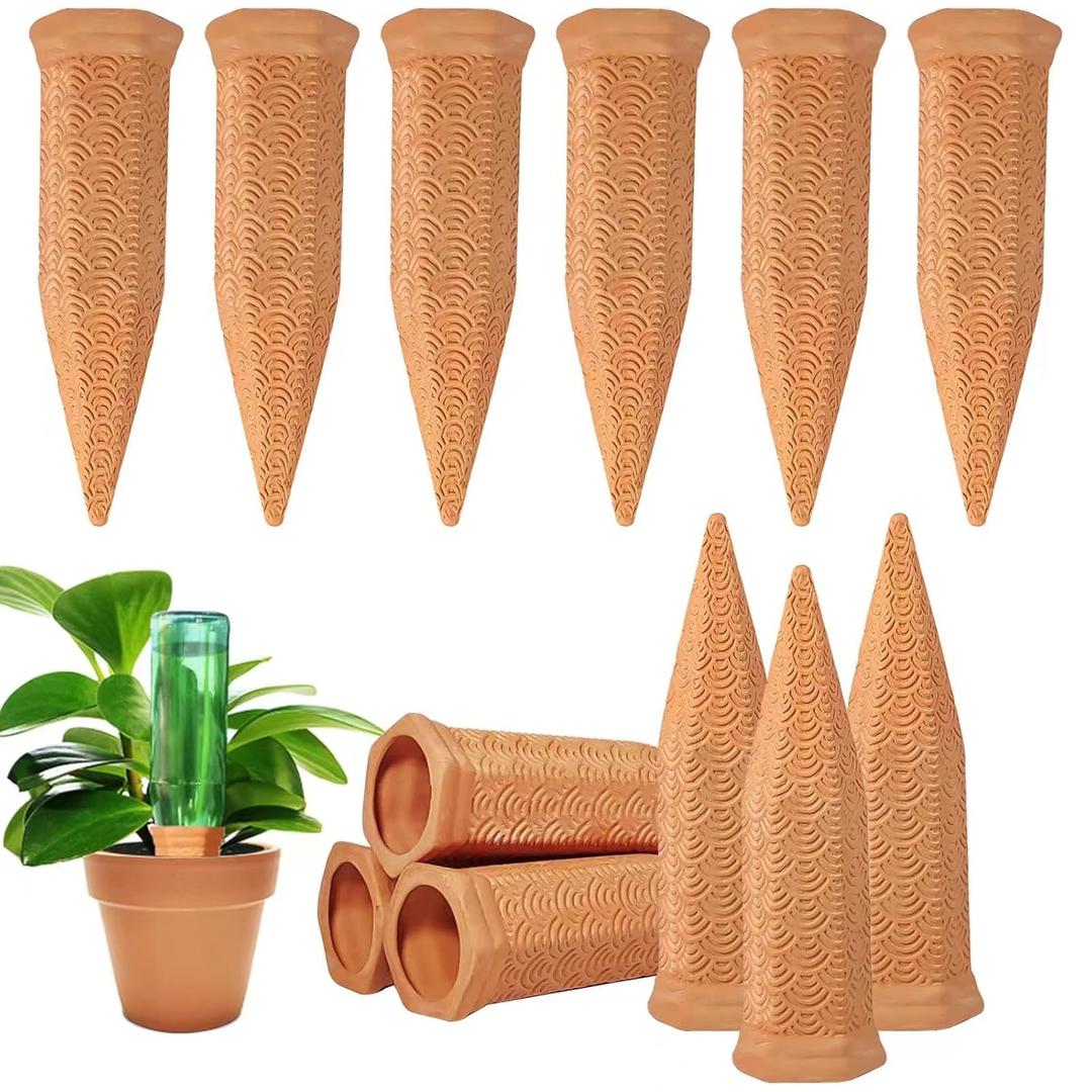 Plant Watering Spikes 8 Pack,Terracotta Plant Watering Spikes Wine Bottle Automatic Plant Waterer for Watering Indoor and Outdoor Plants While on Vacation - Plant Perfect Self-Watering Device