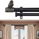 Black Gold Double Curtain Rods 28-48 Inch with Owl Finials
Farmhouse Decorative Window Rod, Heavy Duty Adjustable Drapery Rod for Large Windows, Bedroom & Living Room