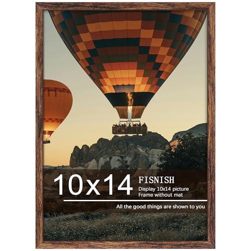 Fisnish 10x14 Picture Frame, for Wall Mounting Display Horizontally or Vertically Hanging, Brown