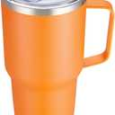 30 oz Tumbler with Handle and Lid, Stainless Steel Tumblers Double Wall Vacuum Insulated Travel Mug Leak Proof Cup Keep Drinks Cold and Hot Orange, 1 Pack