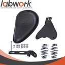 labwork Motorcycle Crocodile Style Leather Cushion Solo Seat with Cushion Base Plate Bracket Replacement for Chopper Bobber Dyna Sportster XL Dyna, Black