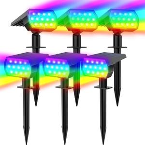 WELALO Solar Color Changing Spot Lights Outdoor, Waterproof Solar Christmas Lights, 7 Modes Multicolor RGB Landscape Spotlights for Garden Yard Driveway Lawn Patio Pathway Easter Decorations, 6 Pack