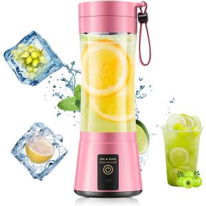 Cordless Personal Mini Blender - 380ML BPA-Free Travel Cup, Powerful Stainless Steel Blades, USB Rechargeable, Suit for Quick Juices & Smoothies