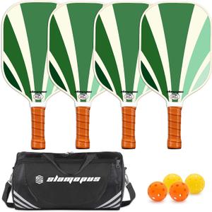 Pickleball Paddles Set of 2 | Pickleball Set of 4 Pickleball Rackets | Graphite & Fiberglass Pickleball Paddles | USAPA Approved | Great Paddle for Beginners and Pros | (ProSet of 4Retro Green)