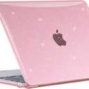 EooCoo Case Compatible with MacBook Air 13 inch 2026 2025-2022 Release M4 M3 M2 A3240 A3113 A2681, Glitter Hard Shell&Keyboard Skin Cover&Screen Protector for Mac Air 13.6 inch Case, Sparkly Pink