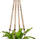 Mkono 26 Inch Macrame Plant Hanger Large for up to 6 Inch Pot Extra Long Hanging Plant Holder No Tassels Hanging Planter Basket with Wood Beads for Indoor Outdoor Home Decor, Brown