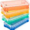Mr. Pen- Pencil Box, 4 Pack, Assorted Color, Plastic Pencil Box Case, Pencil Case, Crayon Box (Orange, Yellow, Green, Blue)