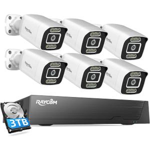 PoE Security Camera System, 6pcs Wired 5MP Outdoor IP Cameras with Color Night Vision, AI Human Detection, Two-Way Audio, 4K 8CH NVR with 3TB HDD for 24-7 Recording, No Monthly Fee
