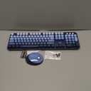 Wireless Keyboard and Mouse Combo, Ergonomic Full Size Typewriter Retro Round Keycaps Keyboard, Compatible with Windows, PC, Perfer for Home and Office Keyboards (Twilight Blue
