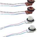 4PCS 3156 3157 Pre-Wired Harness Pigtail Sockets, Car LED Bulb Light Socket, Brake Tail Turn Signal Light Harness Plugs Connectors, Daytime Running Lights Wire Harness Pigtail