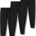 3 Pack Boys Lightweight Jogger Pants, Youth Athletic Sweatpants, Kids Toddlers Clothes Apparel (Small, Black)