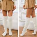 Leoparts Cable Knitted Thigh High Socks for Women Winter Extra Long Over Knee High Leg Warmer Stockings, 39 inches