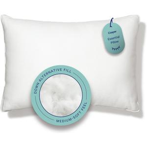 Casper Sleep Essential Pillow 2-Pack, Standard Size Medium Soft Feel, Down-Alternative Fill, Supports Side, Back & Stomach Sleepers