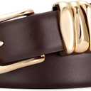 SANSTHS Belts for Women for Jeans Pants Dresses, Plus Size Belts for Women with Fashion Gold Buckle (S: Fit For Waist Size 27"-31", Coffee)