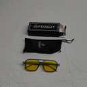 FEISEDY Vintage Square 70s Flat Aviator Sunglasses Women Men Classic Retro Stylish Frame UV400 Sunglasses B2622 (031 Transparent Grey Frame & Yellow Lens)