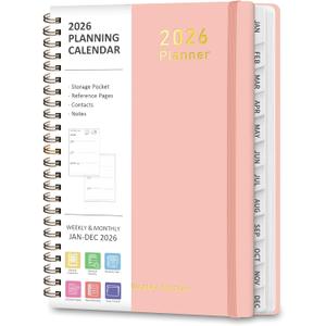2026 Planner, Weekly and Monthly Calendar Academic Planner, Jan 2026 - Dec 2026, Planning Agenda Book for Desk Accessories and School Supplies - A5 (6.3'' x 8.5'')