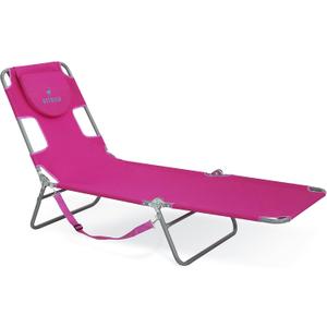 Ostrich Beach Lounge Chair, Folding & Reclining Outdoor Chaise Lounger, Pink - Portable Adjustable Recliner Chair for Lawn, Pool, Patio, Garden, and Yard