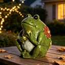 SIMON'S SHOP Solar Frog Garden Statue, 8'' Outdoor Weatherproof Figurine