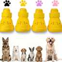 Dog Shoes for Hot Pavement and Snow – Waterproof, NonSlip, Breathable Booties with Adjustable Straps for Small, Medium and Large Dogs (Yellow, L)