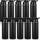 CHENGU 10 Pcs Aluminum Water Bottle 24oz Aluminum Reusable Bottles Lightweight Snap Lid Sports Water Multipack Easy Carry Leak Proof Travel for Gym Camping Hiking Outdoor Fishing (Black)