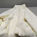 Womens Fleece Sweatshirts Cropped Half Zip Fuzzy Warm Sherpa Pullover Varsity Jackets with Zipper Pockets (Small, Beige)