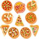 80 Pcs Pizza Party Decorations Cutouts with Glue Point Dots DIY Bulletin Board Cutouts 10 Designs Paper Pizza Cut Outs for Birthday Food Restaurant Themed Party Supplies