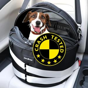 Crash-Tested Dog Car Seats for Small Dogs Under 25 lbs | 3-in-1 Small Dog Car Seat, Enclosed Cat Bed, Portable Pet Carrier | 5-Star Safety-Rated Puppy Carseat Booster - Best for Safe Travel (Black)