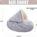ZaneSun Calming Round Dog Bed & Cat Cave with Hooded Cover, Plush Fluffy Anti-Anxiety Cat Bed, Waterproof Bottom Washable (Coffee, 20x20inch)
