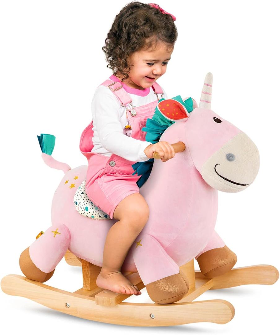 B. toys  Unicorn Rocker  Unicorn Rocking Toy  Wooden Ride  On  Classic Toys for Toddlers, Kids  18+ Months  Rodeo Rocker  Cleo