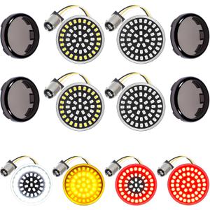PBYMT 1157 Front Rear LED Turn Signals 1156 Bullet Turn Light Indicator 2 Inch Smoke Lens Cover Compatible for Harley Dyna Softail Touring Street Glide Road King 1986-2024