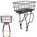 CXWXC Rear Bike Rack with Basket - Bike Cargo Rack for Disc Brake/Non-Disc Brake Mount - Bicycle Pannier Rack, Touring Carrier Rack fit 26-29 and 700c